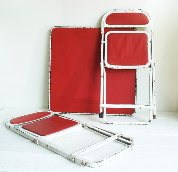 Vintage Children's Folding Table and Chair by LkWhatTheCatDraggedN