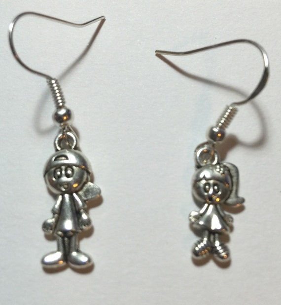 Boy and Girl Dangle Earrings by JewelryandStuffbyLis on Etsy