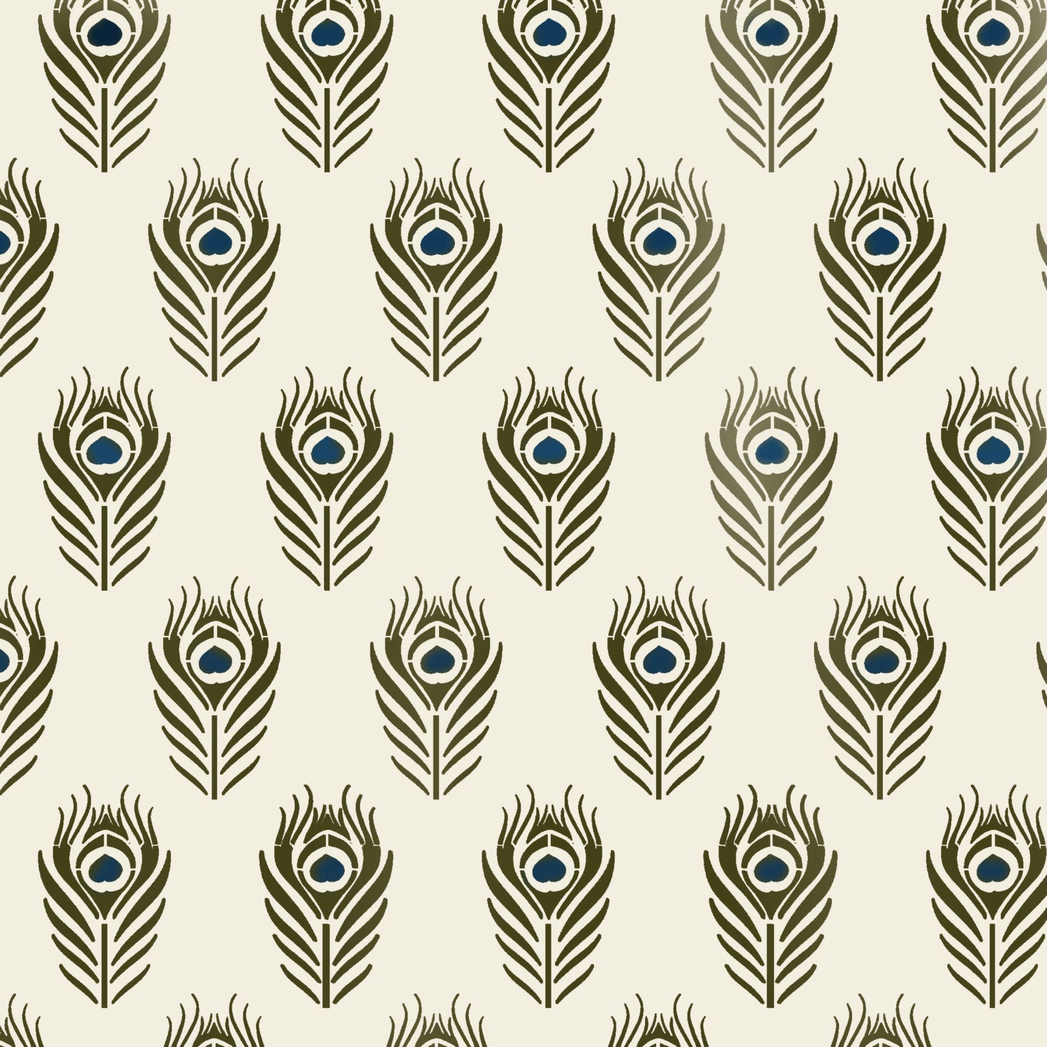 Peacock feather stencil repeat pattern decorating stencil
