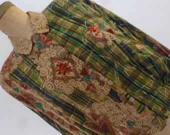 80's Jacket Carole Little Slouchy Krinkle Rayon Boho Oversize Blouse Size M