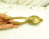 Brass Nut Cracker in the Shape of a Walnut / Retro Vintage Home Interior / Man Cave / French Country Decor / Mid Century Dinning / Cooking