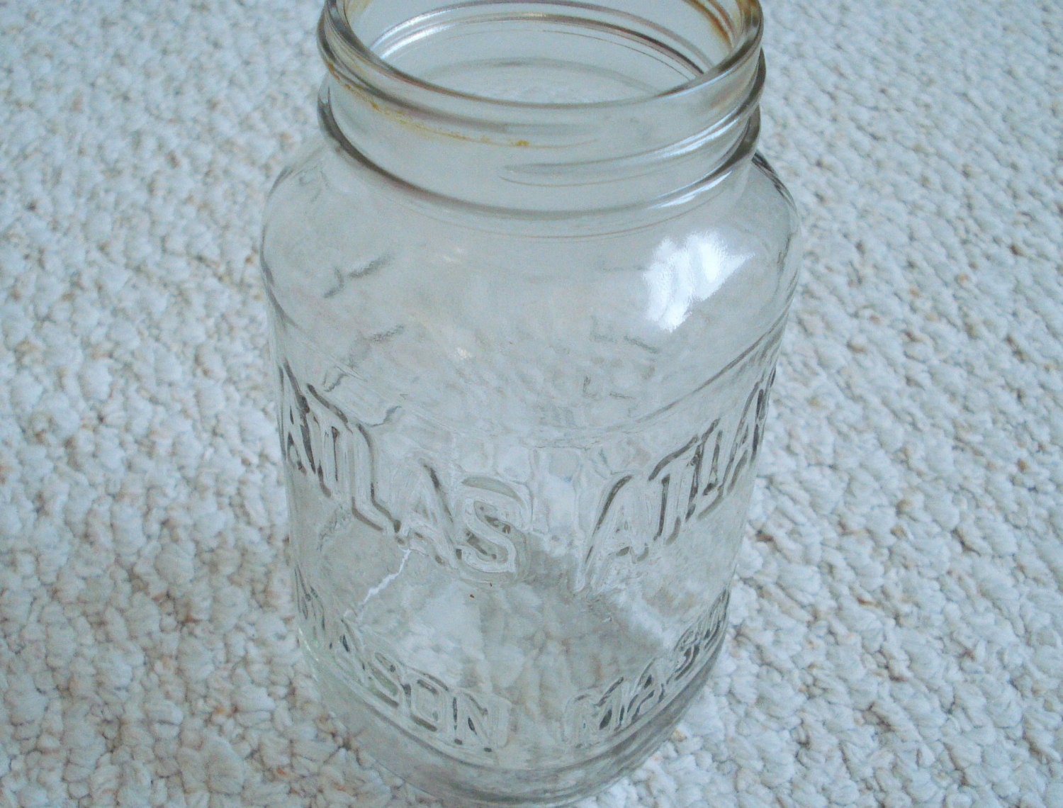 Vintage Clear Atlas Mason Canning Jar no lid