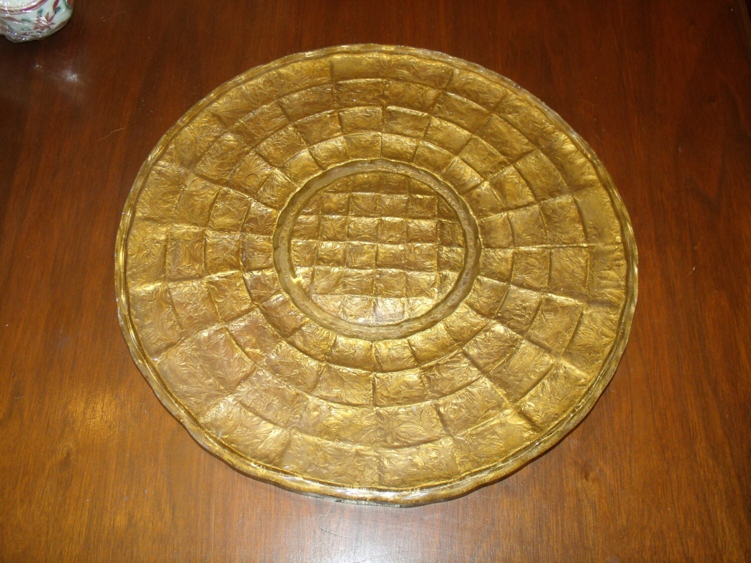 Vintage Handpainted Glass Plate Serving Plate Decor Golden