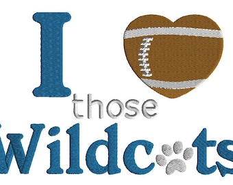 I love those Wildcats embroidery design, football embroidery design in 3 sizes, machine embroidery, team sport design