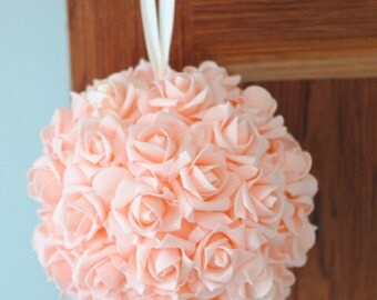 9" Blush Rose Kissing Ball Foam Flowers Pomanders For Wedding Centerpieces Decor Bridal Shower
