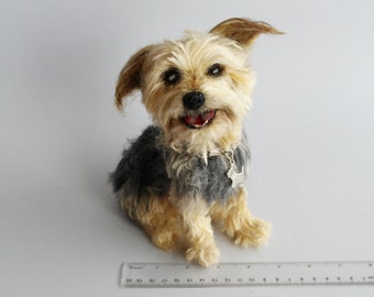 Needle felted dog Yorkshire portrait dog-Wool animal sculpture- eco friendly art-Collectible artist animals-art doll