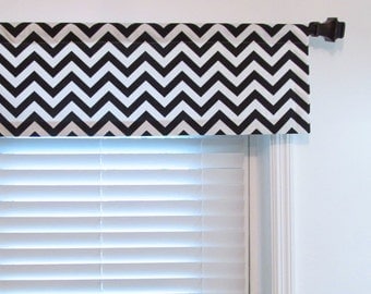 Black and White Valance Chevron Zig Zag Custom Sizing Available!