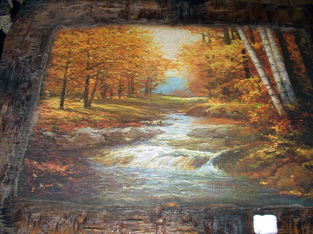 Autumn Leaves Robert Wood Artist Large Oil Painting Dated 1959