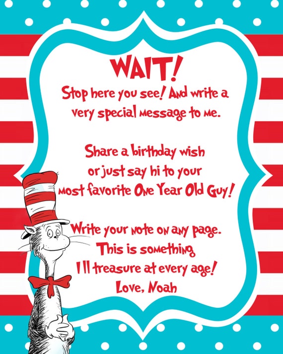 Dr. Seuss Guest Book Sign / Cat in the Hat Guest Book Sign/ Dr