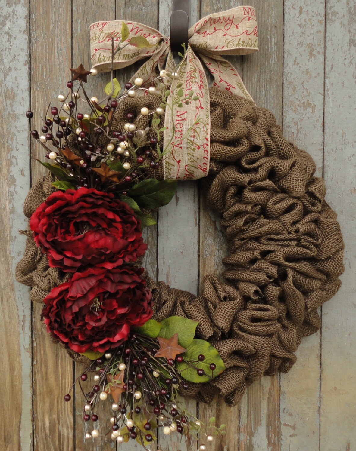 brown burlap christmas wreath red peony christmas wreath red brown burlap christmas wreath red peony christmas wreath red