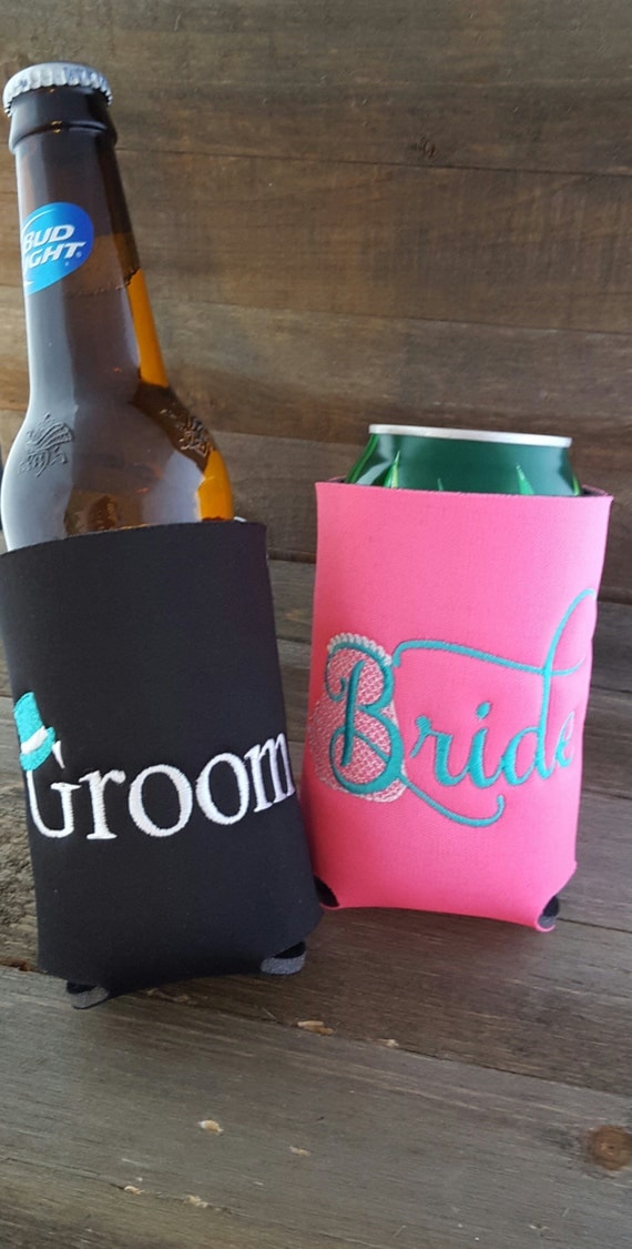 Bride and Groom Koozies Wedding Koozies Michelob by CanCuddler