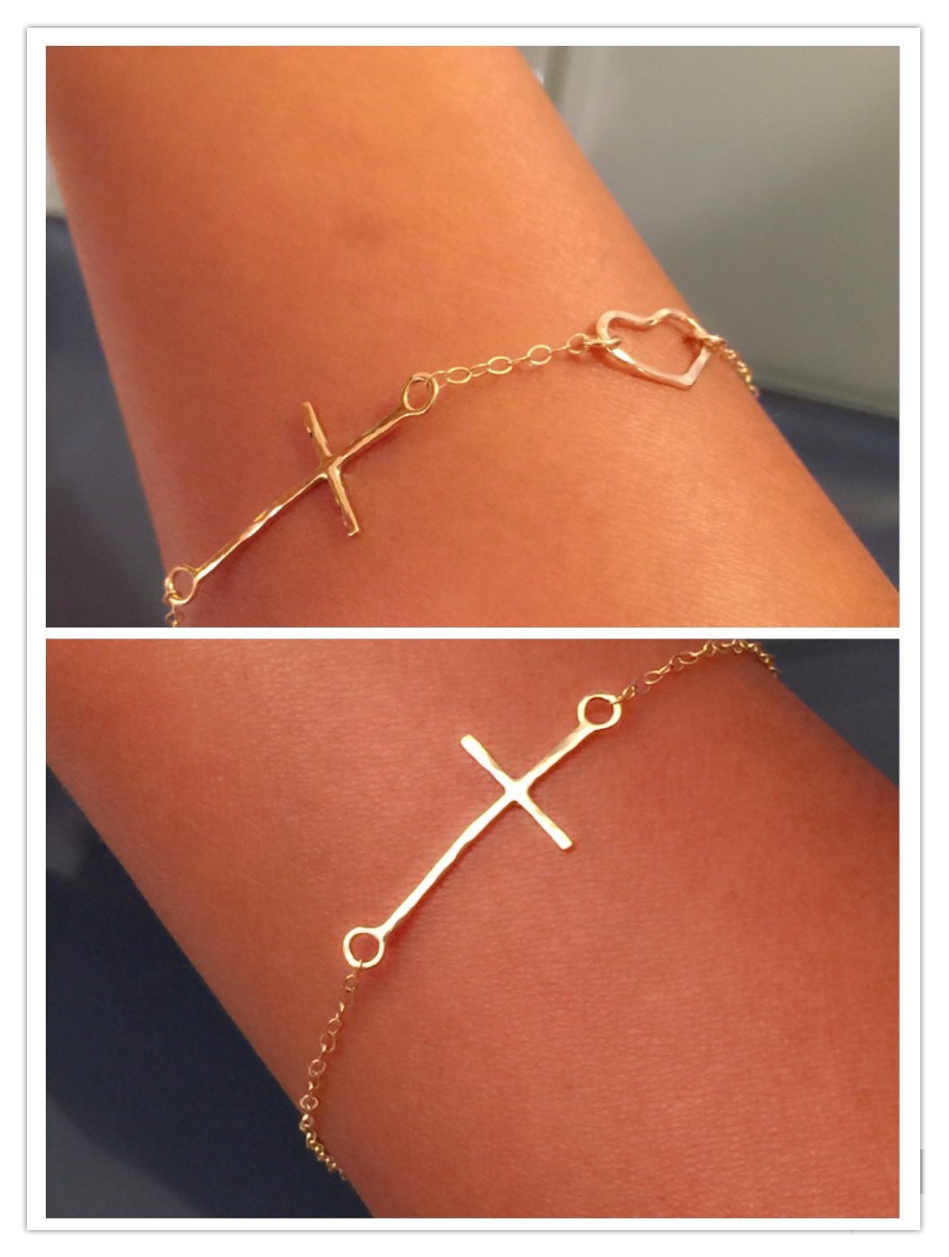 14k Yellow Gold Cross Bracelet 14k Cross Bracelet