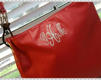 Monogram Purse - Monogrammed Red Purses - Red Handbag Monogrammed Tote (Kay Kreations Embroidery Designs )