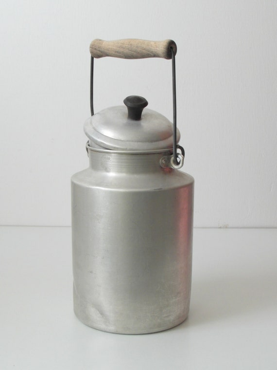 Milk jug with lid Aluminium pitcher 1930 by TimelessGiftsandMore