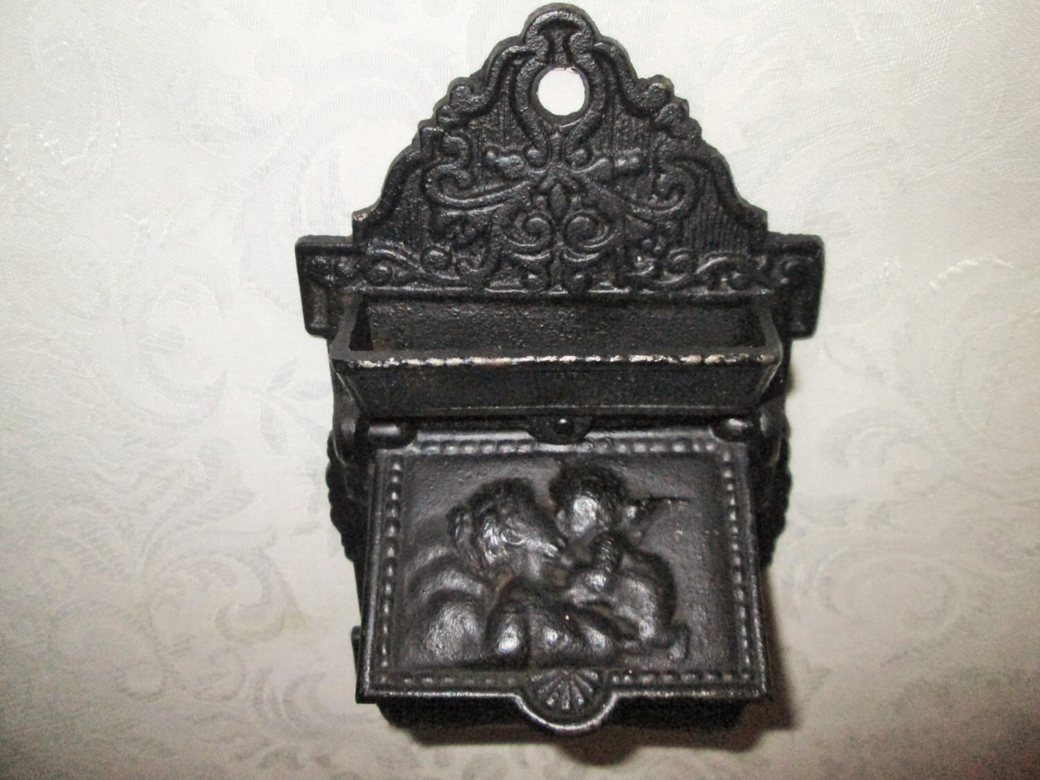 Antique Cast Iron Match Holder Venus & CupidWall by LizsTallent