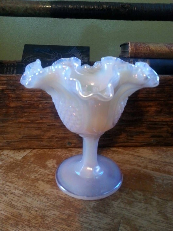 Fenton Carnival Pink Glass Candy Dish with Ribbon Ruffled