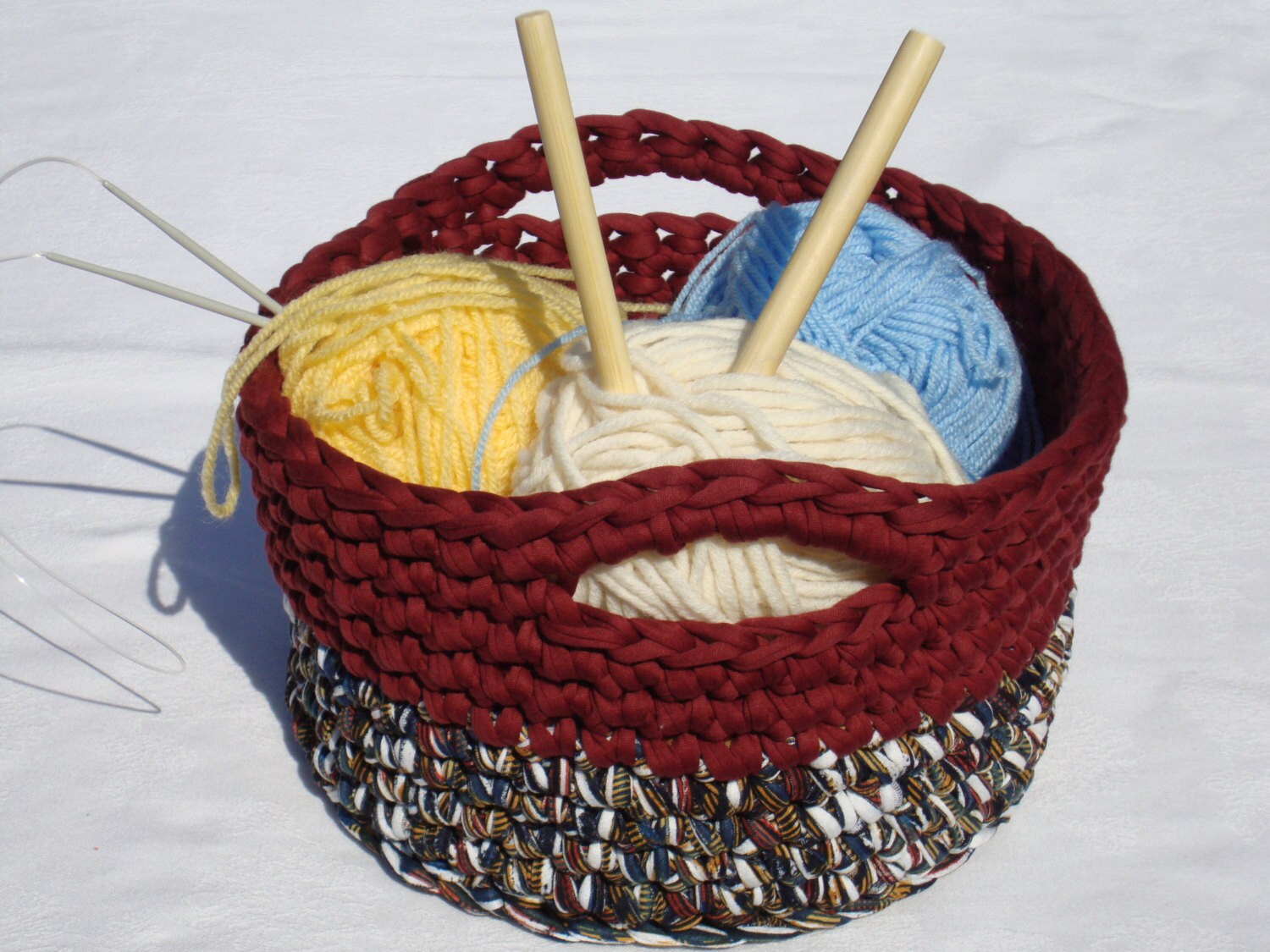 Chunky crochet basket yarn bowl accessory storage basket for