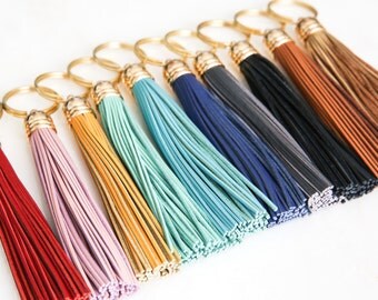 COMMISSIONED leather tassel keychain. sweet sixteen. first car. new car. sweet 16. mint leather keychain. brown leather keychain. matthew 28