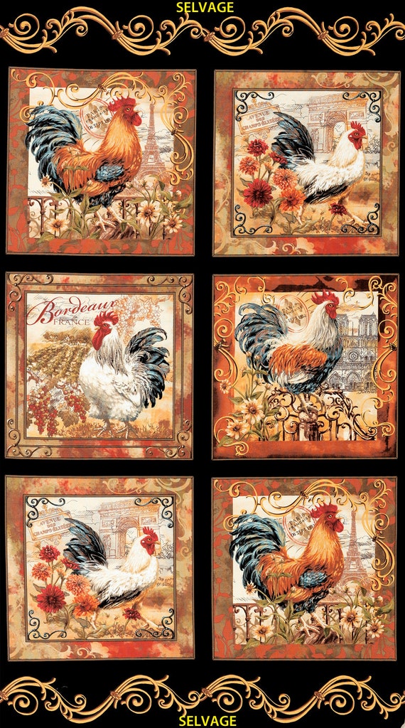 Chicken & Rooster Cotton Fabrics Choose Your by CarolinaCottonCo