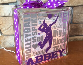 Volleyball Typography GemLight, Volleyball Gifts, Volleyball Decor, Sports Decor, Personalized