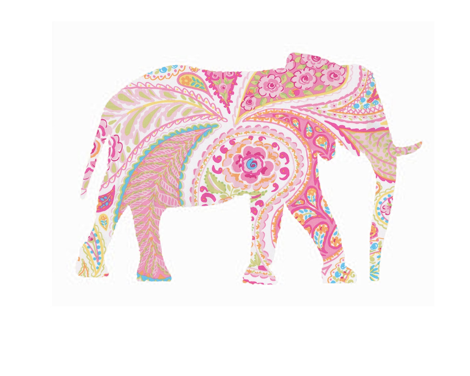 Pink Paisley Elephant Printable 8x10 by PaperDahliaDesigns on Etsy