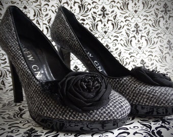 Andrew GN RARE Tweed Pumps Sz 38 euro sz 7.5-8 US houndstooth madmen