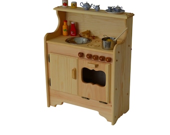 Handcrafted Natural Wooden Toy Play Set- Waldorf Kitchen- Play Kitchen-Wooden Toys-Pretend Play-Wooden Play Food-Child's Kitchen-Play Stove