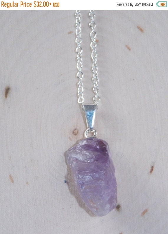 Raw Amethyst Necklace on a Sterling Silver by MalieCreations