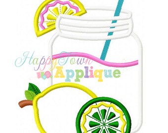 Lemonade Glass Machine Embroidery Design