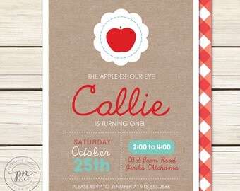 Apple Birthday Invitation // Fall Birthday Invitation // Apple of our eye // Apple Birthday // DIY Printables
