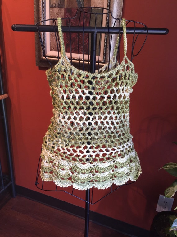 Crocheted Tank Top tank top green small top by CrochetbyCiCi