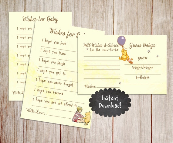 Printable Baby Shower Game Card, Wishes for Baby, Advice for Mom ...