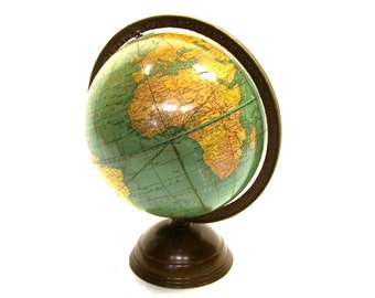 1930s 7 inch George F. Cram Co. Terrestrial World Globe Desktop Library Globe