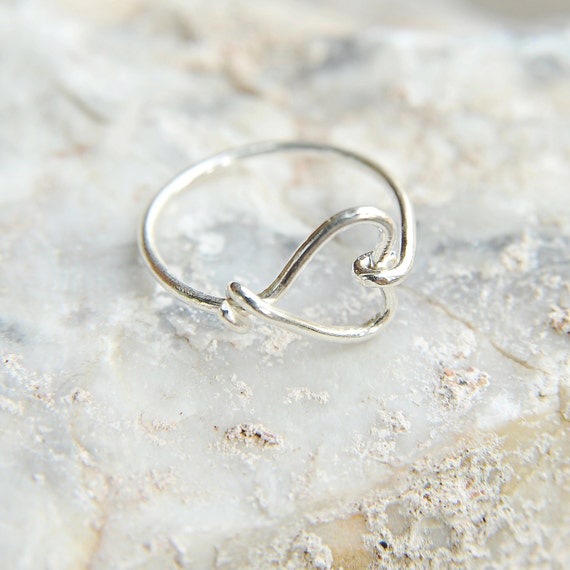 Silver wire Heart ring Sterling silver cute heart shaped ring