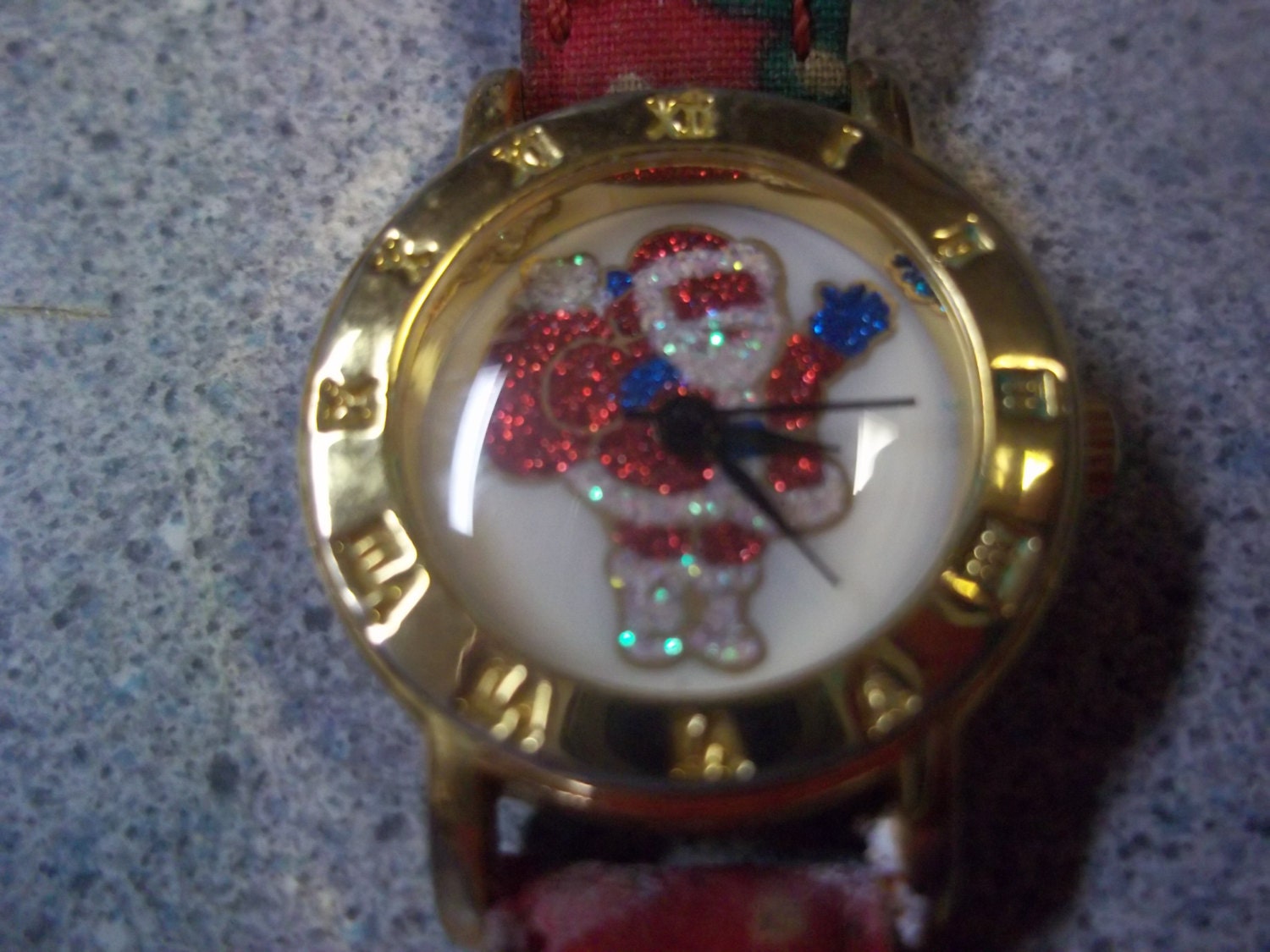 Santa Watch Christmas themed watch Glitter Santa face