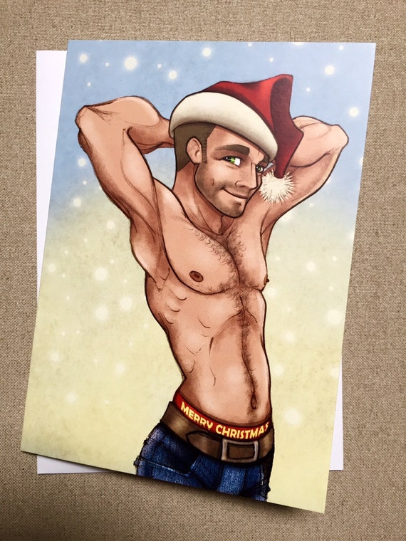 Christmas Card Sexy Christmas Card Sexy Santa Card Gay