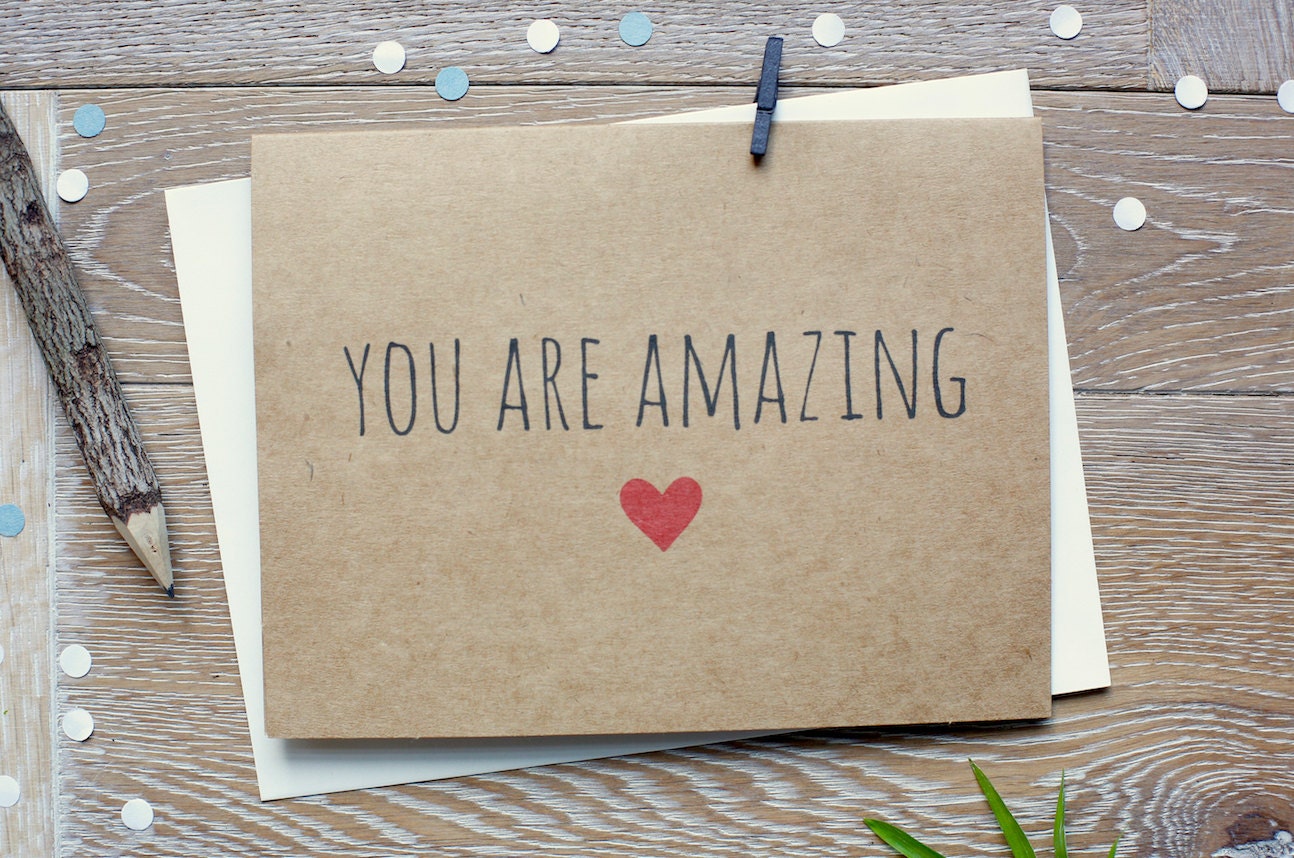 You're Amazing Card with Red Heart. Perfect For Anyone