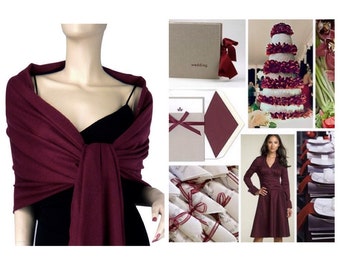 Burgundy pashmina scarf shawl / personalized initial shawl / bridesmaid shawl / wedding favor / spring summer wedding /