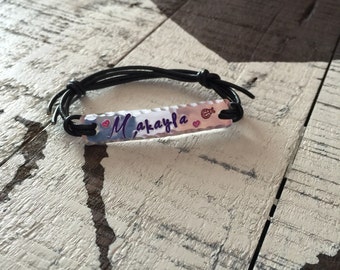 Name Personalized Adjustable Bracelet Hand Stamped Name Bracelets-Sports Bracelet