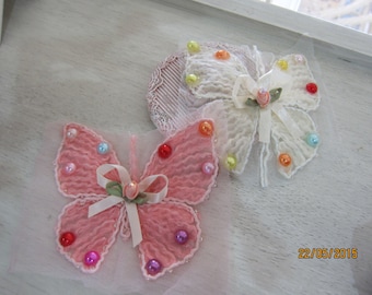 1pcs-Shabby Chic Butterfly Applique/NA36-Beaded Butterfly Applique/Applique/