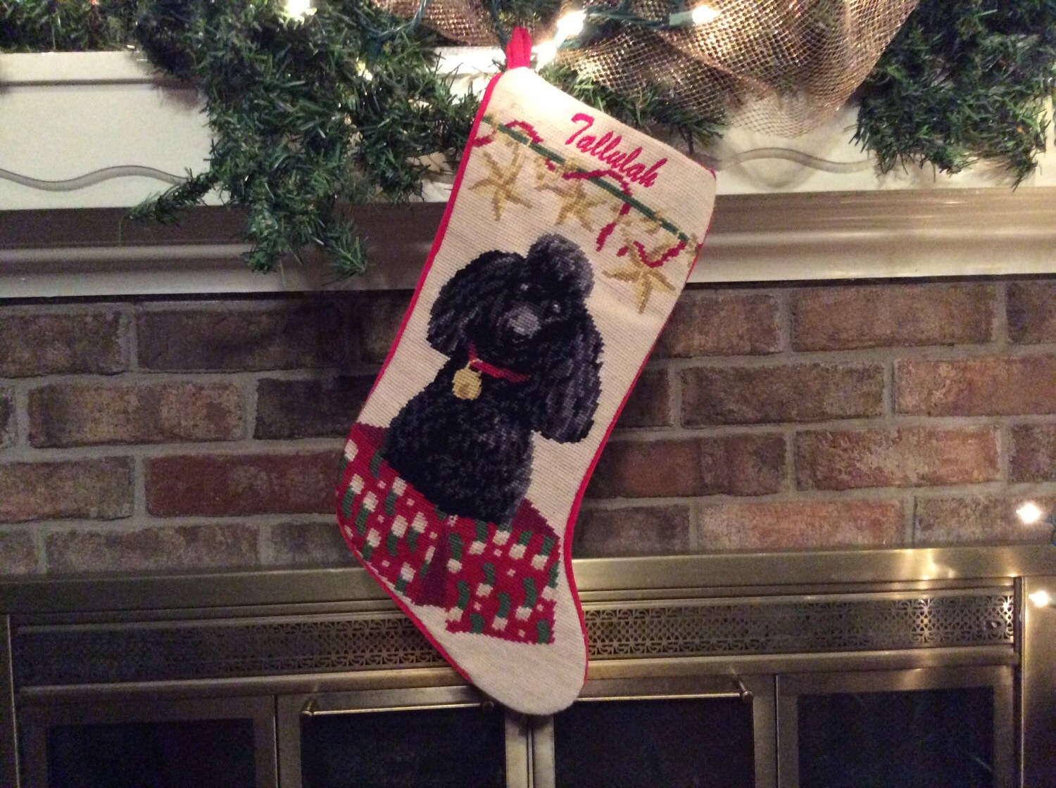 Black Poodle Dog Needlepoint Christmas Stocking by BABarkerGifts
