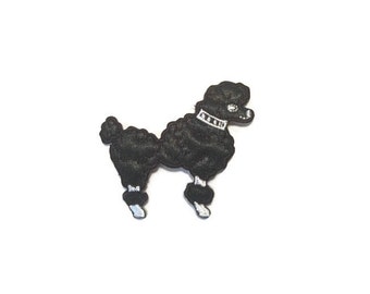 Black Satin Poodle Applique, Dog Applique, Poodle Applique