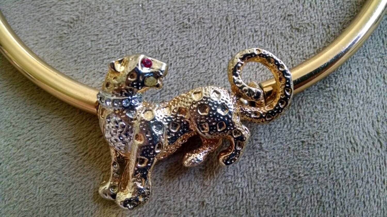 Gold Cougar Necklace// Upcycled Jewelry // Modern Vintage//