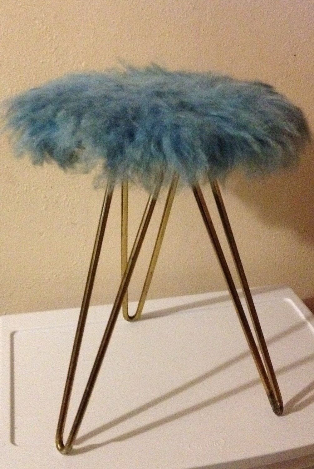 Triple Hairpin Legged Vanity Stool Mid Century Modern Hollywood Glam