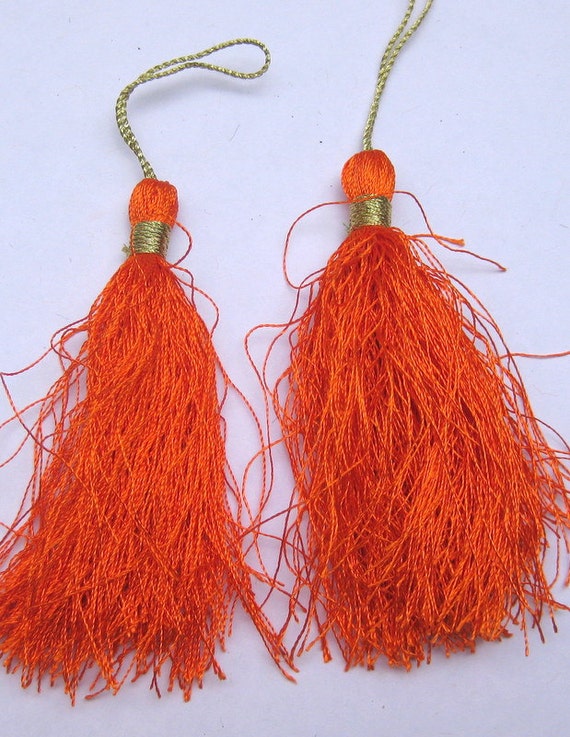 Tassels orange tassels silk tassels. 10 pcs. by vibrantscarves