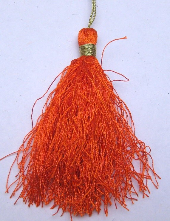 Tassels orange tassels silk tassels. 10 pcs. by vibrantscarves