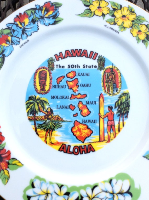 SALE......Vintage Hawaii 50th State Collectors Souvenir Plate