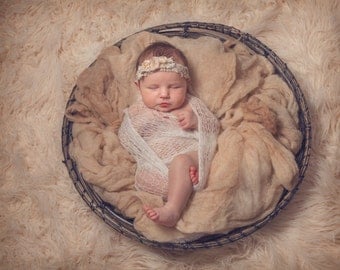So Soft ''Airy Loose'' Mohair Wrap & Tieback SET newborn baby knit photo prop