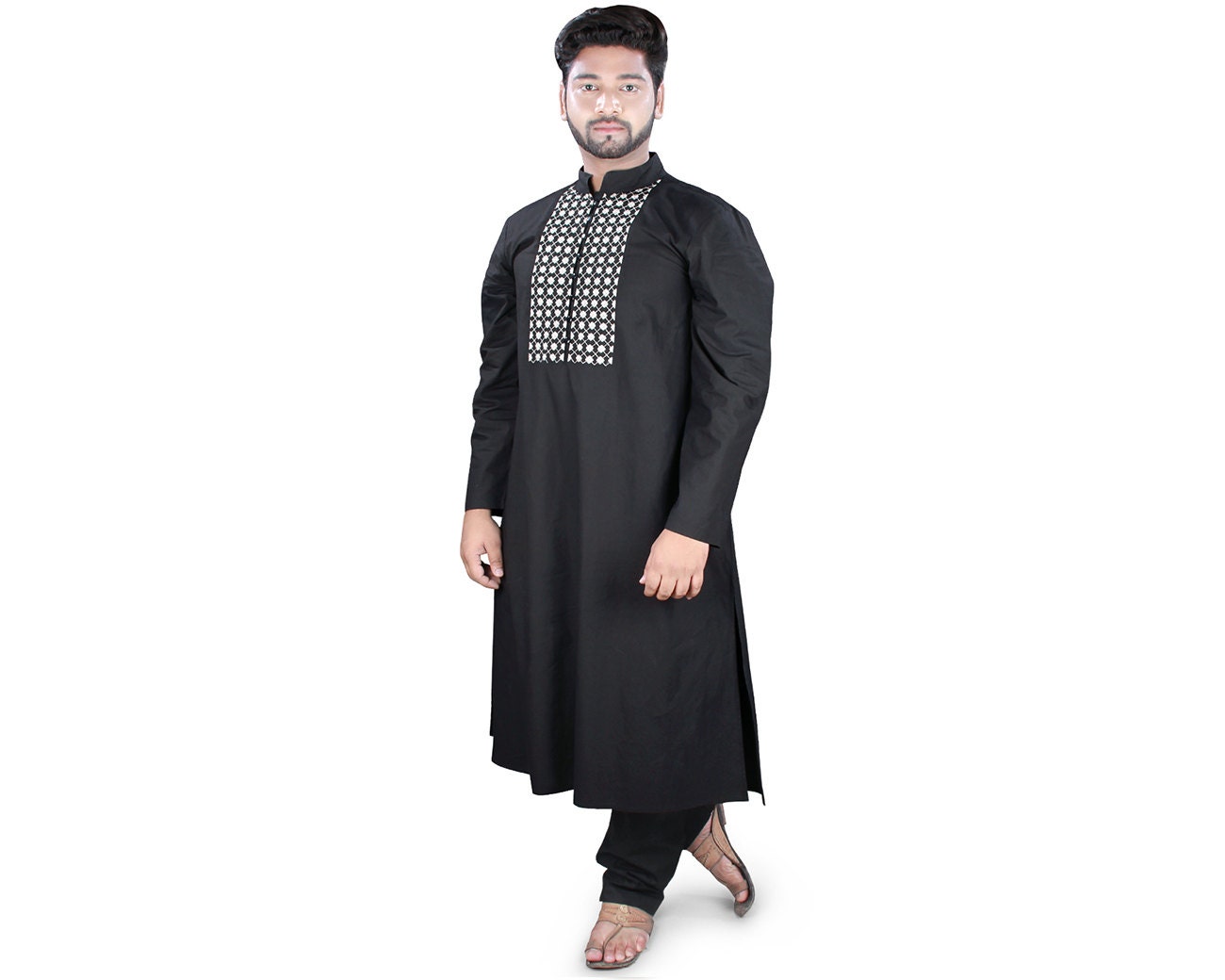 mybatua mens wear classic black cotton kurta pajam islamic