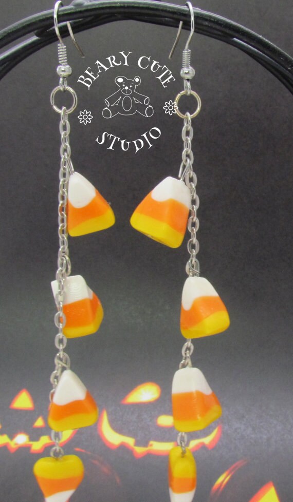 Candy corn dangle earrings